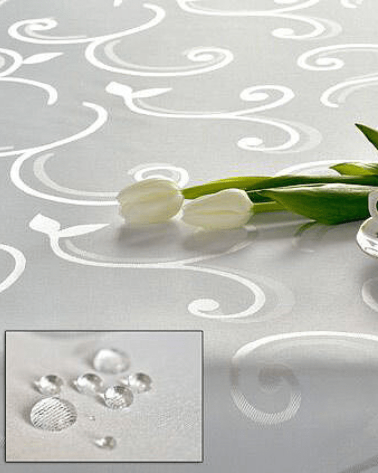 Weiße Tischdecke Ornamente Muster