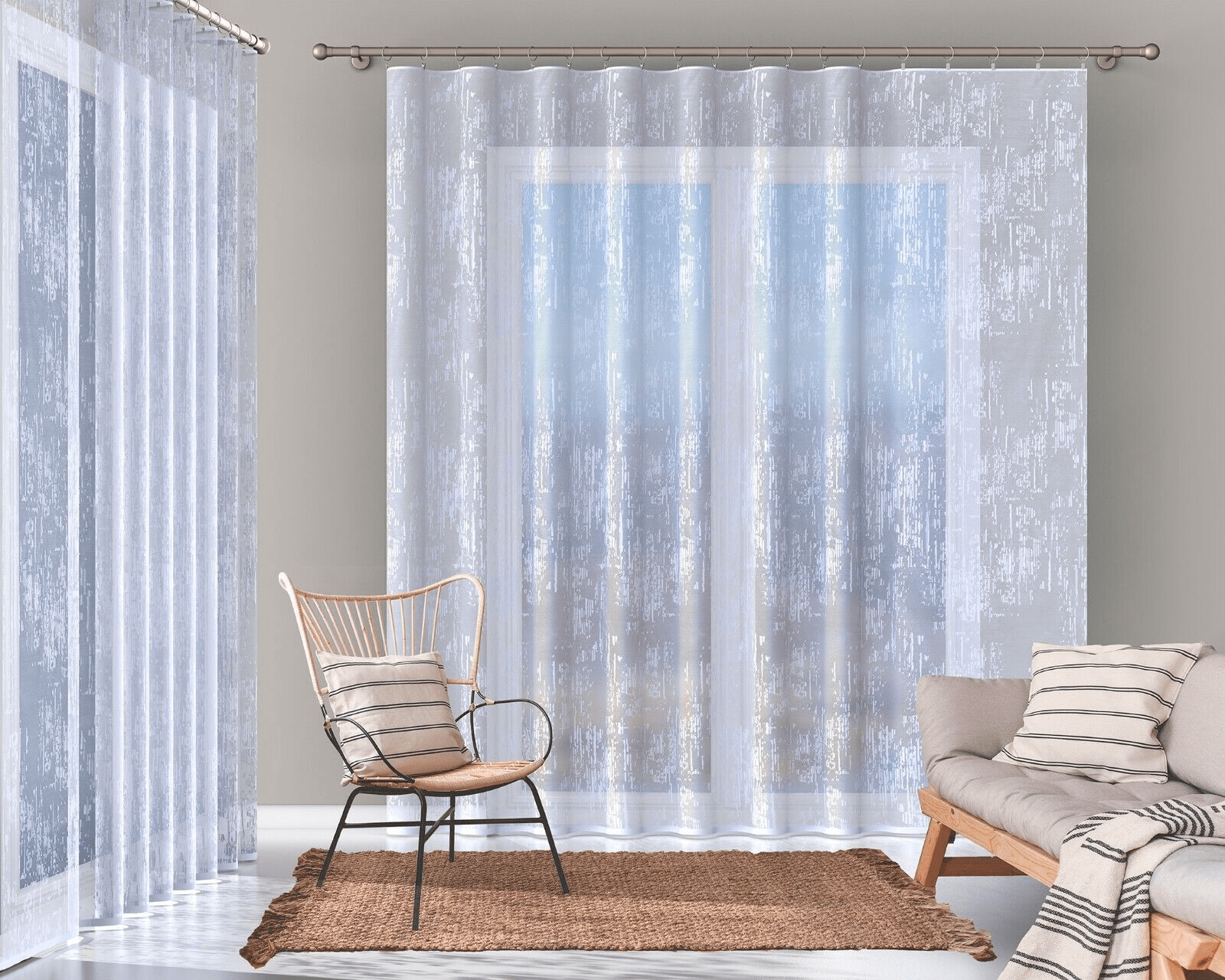 Gardine mit Kräuselband aus Jacquard modern Motiv