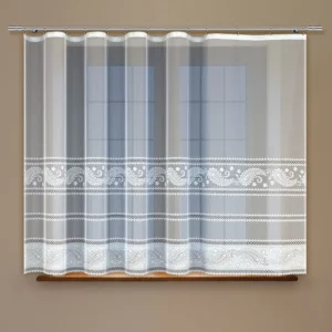 Weiße Gardine aus Jacquard-Stoff mit Kräuselband-Fertiggardine