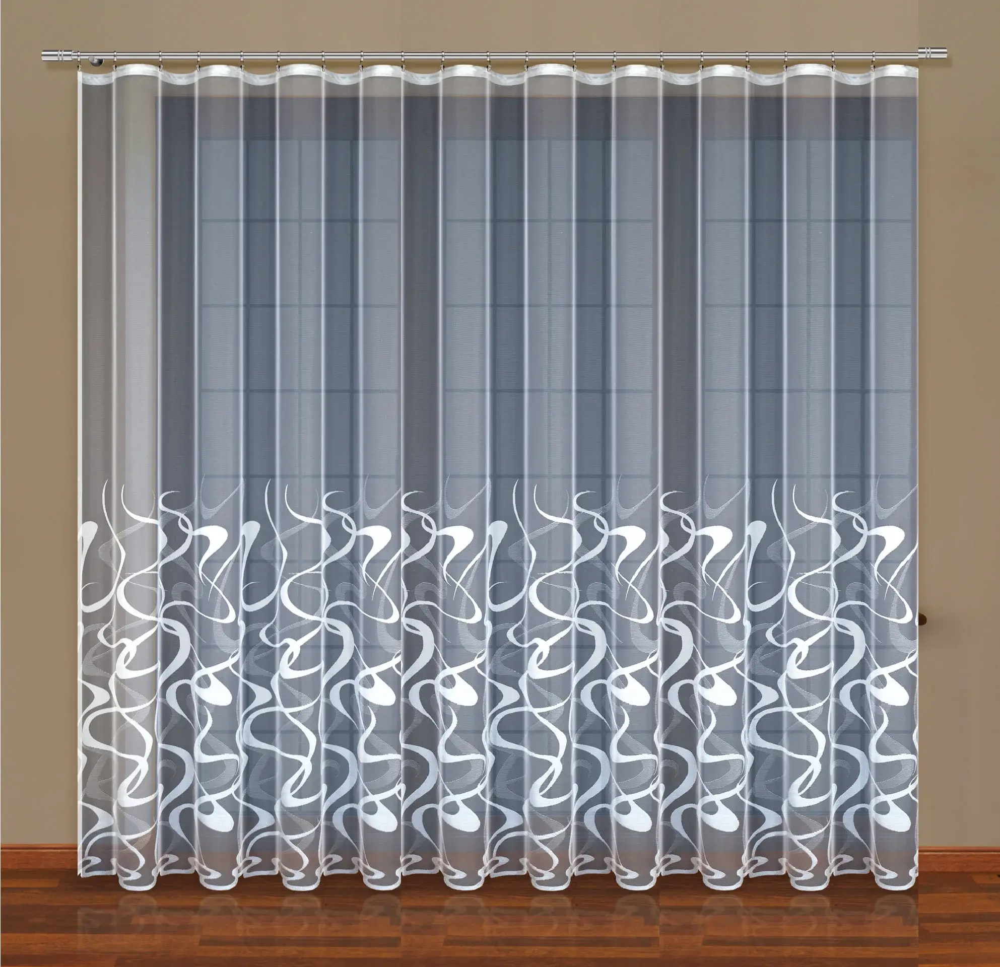 Gardine mit Kräuselband Jacquard Flamme Motive