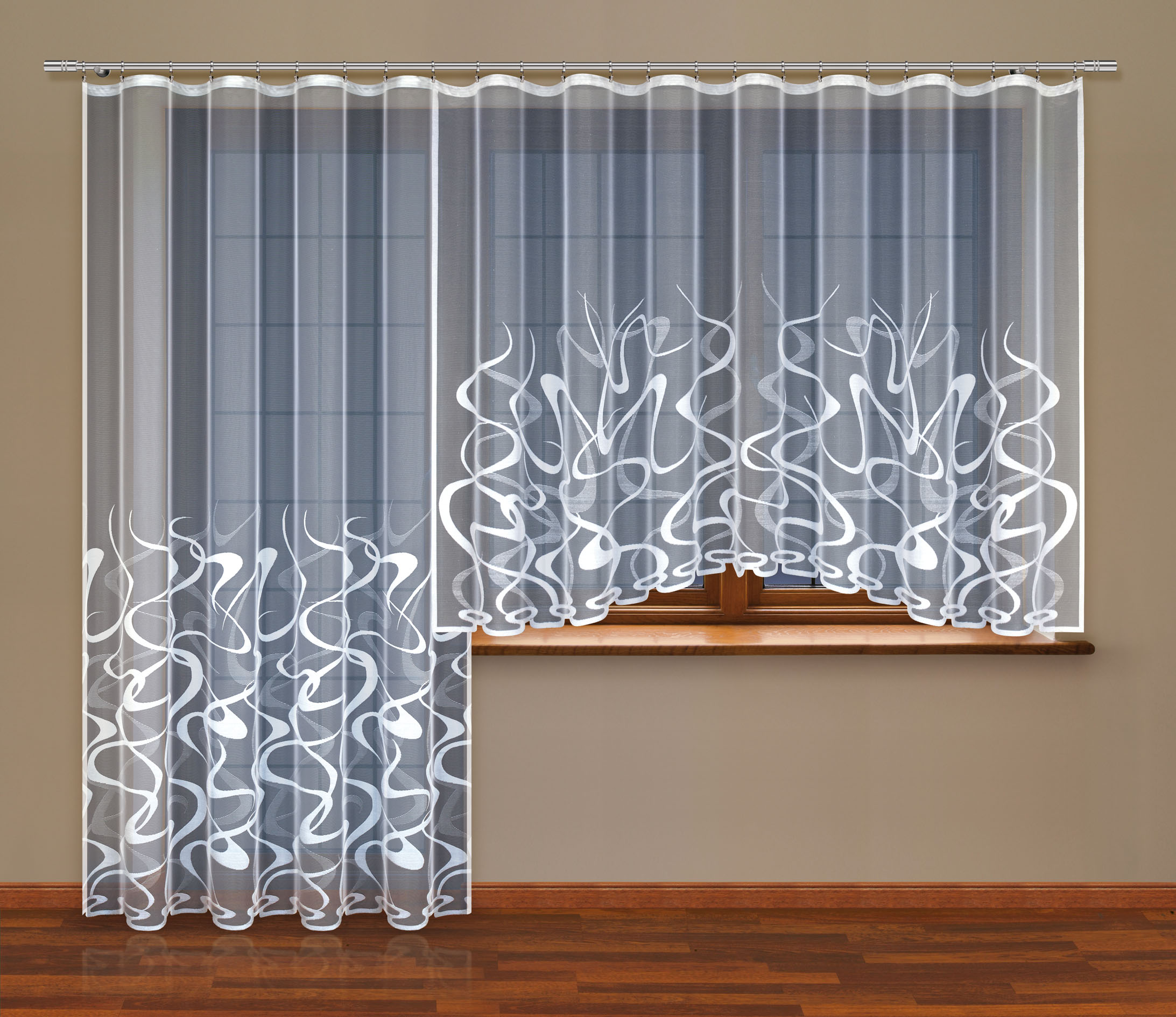 Gardine mit Kräuselband Jacquard Flamme Motive – Bild 3