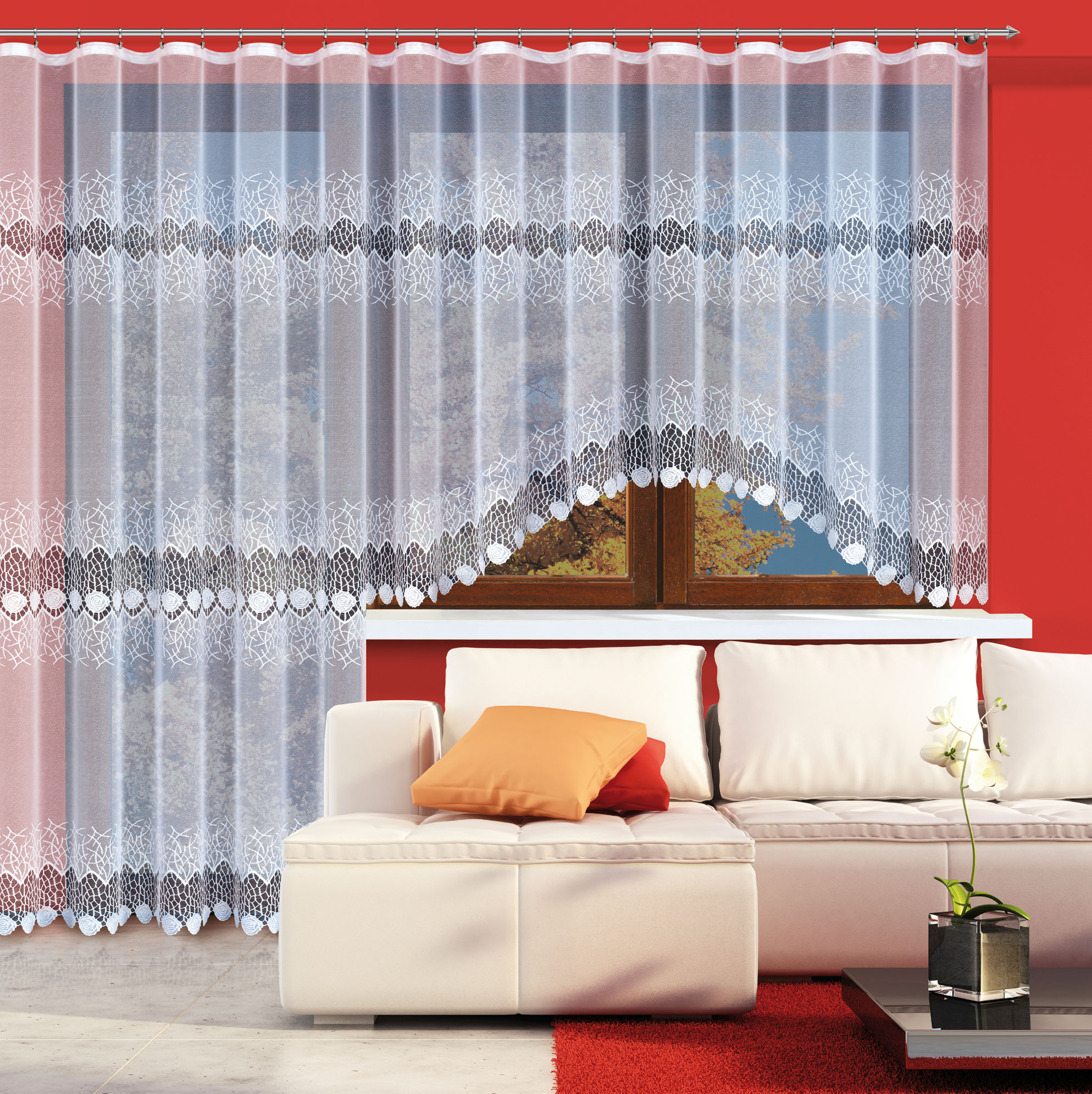 Moderne Weiße Gardine aus Jacquard-Stoff